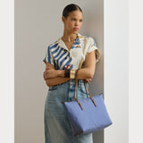 Lauren Ralph Lauren Medium Keaton Nylon Tote Bag in Carson Blue/Lauren Tan