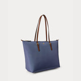 Lauren Ralph Lauren Medium Keaton Nylon Tote Bag in Carson Blue/Lauren Tan