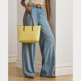 Lauren Ralph Lauren Medium Keaton Nylon Tote Bag in Lemon Sorbet/Lauren Tan