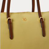 Lauren Ralph Lauren Medium Keaton Nylon Tote Bag in Lemon Sorbet/Lauren Tan