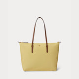 Lauren Ralph Lauren Medium Keaton Nylon Tote Bag in Lemon Sorbet/Lauren Tan