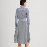 Lauren Ralph Lauren Navy Striped Cotton Broadcloth Shirtdress