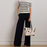 Lauren Ralph Lauren Nylon Medium Keaton Tote Bag Cream/Navy