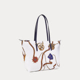 Lauren Ralph Lauren Nylon Medium Keaton Tote Bag Cream/Navy