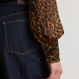 Lauren Ralph Lauren Ocelot-Print Chiffon Tie-Neck Blouse In Multi