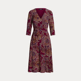 Lauren Ralph Lauren Paisley Surplice Jersey Dress