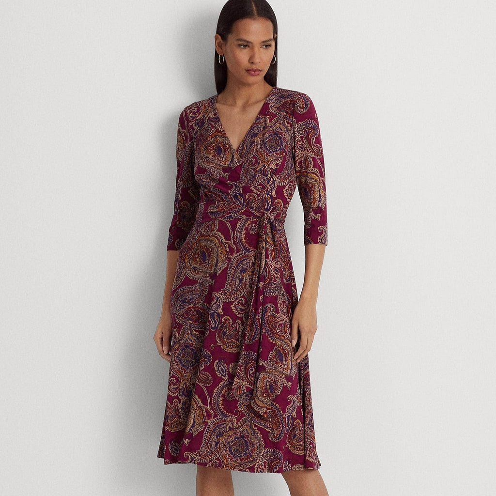 Lauren Ralph Lauren Paisley Surplice Jersey Dress