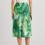 Lauren Ralph Lauren Palm Frond-Print Charmeuse Midi Skirt