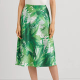 Lauren Ralph Lauren Palm Frond-Print Charmeuse Midi Skirt