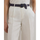 Lauren Ralph Lauren Pleated Linen-Blend Twill Trouser In White