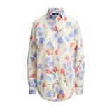 Lauren Ralph Lauren Relaxed Fit Floral Linen Shirt in Cream Multi