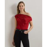Lauren Ralph Lauren Satin Charmeuse Off-the-Shoulder Blouse In Madison Red
