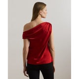 Lauren Ralph Lauren Satin Charmeuse Off-the-Shoulder Blouse In Madison Red