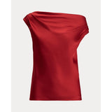 Lauren Ralph Lauren Satin Charmeuse Off-the-Shoulder Blouse In Madison Red