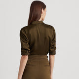 Lauren Ralph Lauren Satin Charmeuse Shirt in Green