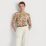 Lauren Ralph Lauren Snakeskin-Print Stretch Cotton Tee