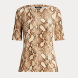 Lauren Ralph Lauren Snakeskin-Print Stretch Cotton Tee