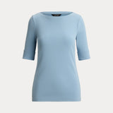 Lauren Ralph Lauren Stretch Cotton Boatneck T-Shirt in Blue Note