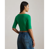 Lauren Ralph Lauren Stretch Cotton Boatneck T-Shirt In Stem