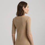 Lauren Ralph Lauren Stretch Cotton Boatneck Tee In Birch Tan