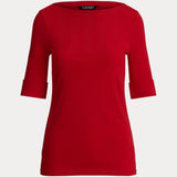 Lauren Ralph Lauren Stretch Cotton Boatneck Tee In Festive Red
