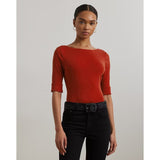Lauren Ralph Lauren Stretch Cotton Boatneck Tee In Madison Red