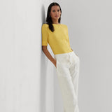 Lauren Ralph Lauren Stretch Cotton Boatneck Tee in Primrose Yellow