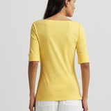 Lauren Ralph Lauren Stretch Cotton Boatneck Tee in Primrose Yellow