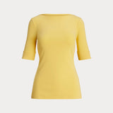 Lauren Ralph Lauren Stretch Cotton Boatneck Tee in Primrose Yellow