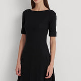 Lauren Ralph Lauren Stretch Cotton Midi Dress In Black