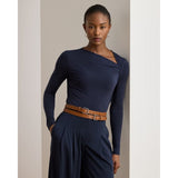 Lauren Ralph Lauren Stretch Jersey Asymmetrical Top In Navy