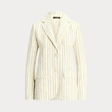 Lauren Ralph Lauren Striped Cotton-Blend Blazer In Cream / Blue