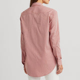 Lauren Ralph Lauren Striped Cotton Broadcloth Shirt in Pink
