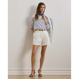 Lauren Ralph Lauren Striped Cotton Jersey Boatneck Top In White Blue Lapis