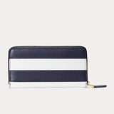 Lauren Ralph Lauren Striped Leather Continental Wallet French Navy
