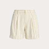 Lauren Ralph Lauren Striped Pleated Short In Cream / Blue