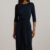 Lauren Ralph Lauren Twist-Front Stretch Jersey Midi Dress In Navy