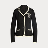 Lauren Ralph Lauren Two-Tone Stretch Cotton Pique Blazer in Black Mascarpone Cream