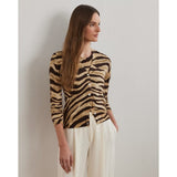 Lauren Ralph Lauren Zebra-Print Linen-Cotton Cardigan In Brown
