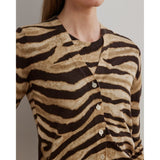 Lauren Ralph Lauren Zebra-Print Linen-Cotton Cardigan In Brown