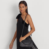 Lauren Ralph Lauren Crosshatch Leather Medium Danni Bag in Black