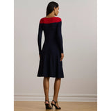 Ralph Lauren Lauren Ralph Lauren Patney Long Sleeve Midi Dress in Navy/Red