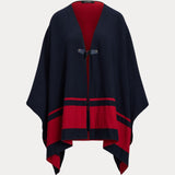 Lauren Ralph Lauren Intarsia-Knit Two-Tone Poncho In Navy / Red