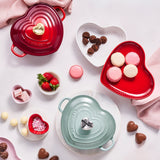 Le Creuset Cast Iron Heart Casserole with Stainless Steel Heart Knob 20cm Sea Salt