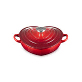 Le Creuset Cast Iron Heart Dish with Stainless Steel Heart Knob 20cm Cerise