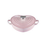 Le Creuset Cast Iron Heart Dish with Stainless Steel Heart Knob 20cm Shell Pink