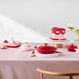 Le Creuset Stoneware Petite Round Casserole with Heart Knob 10cm Shell Pink