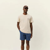 Les Deux Brady Emblem T-Shirt in Oyster Grey White
