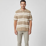 Les Deux Gianni Knitted Shirt In Dark Sand