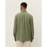 Les Deux John Check Shirt In Olive Night
